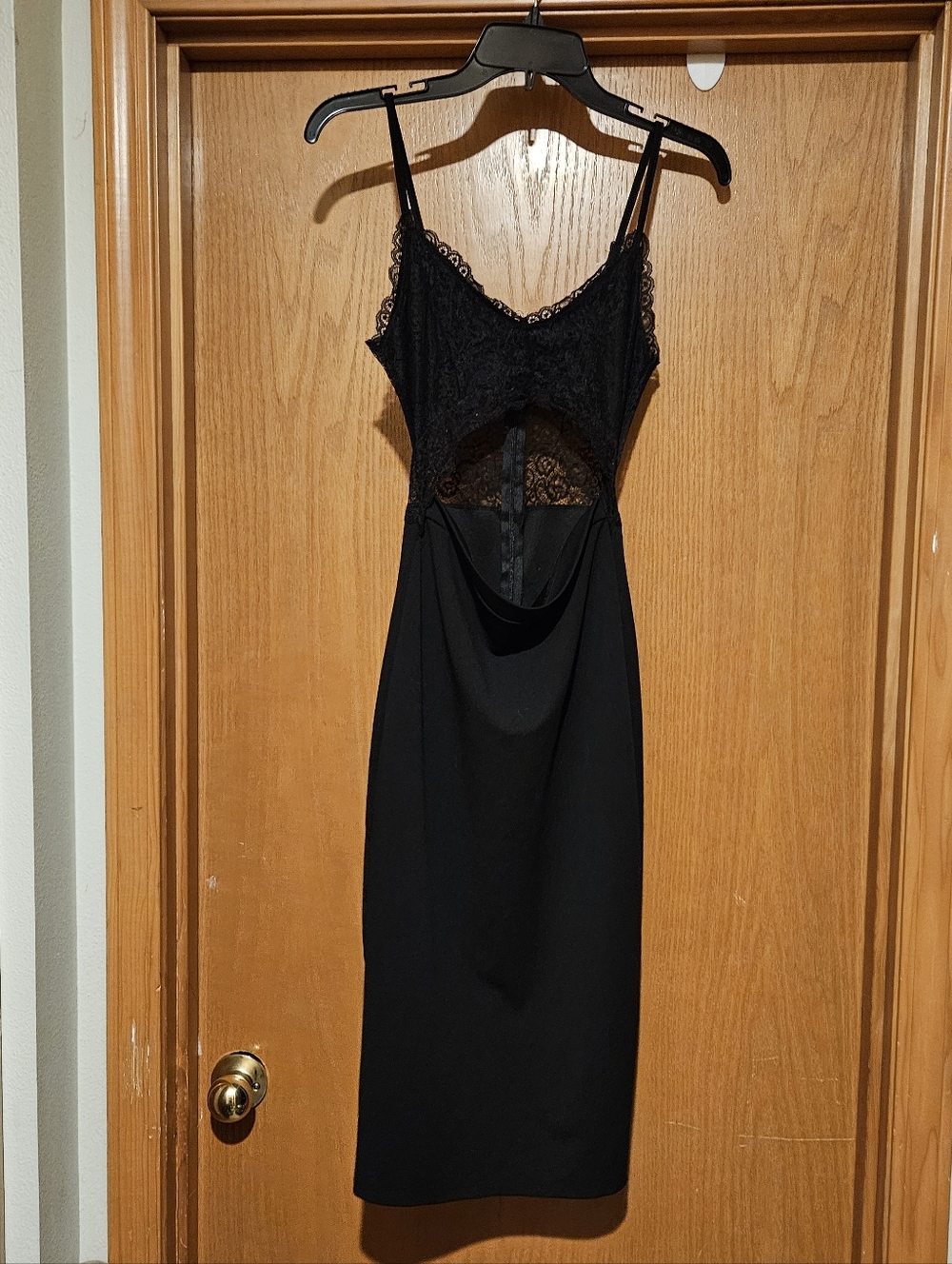Almost Famous: Black Lace Cutout Slip Dress